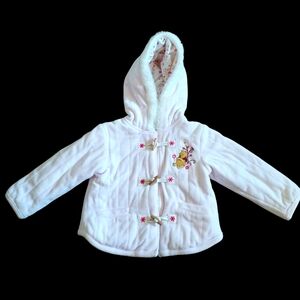 vintage winnie the pooh Pink Hooded Jacket with Embroidery